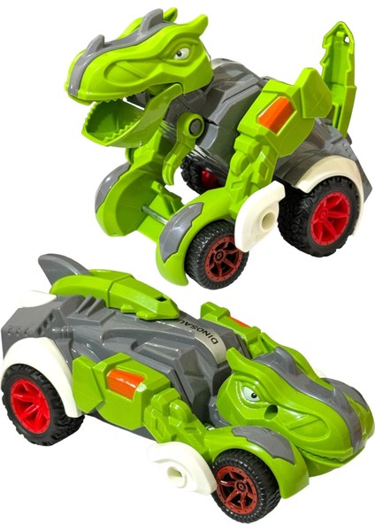 Trex Dinazor Figür Araba Sürtmeli Teker Transformers Robot Dinozor 15CM
