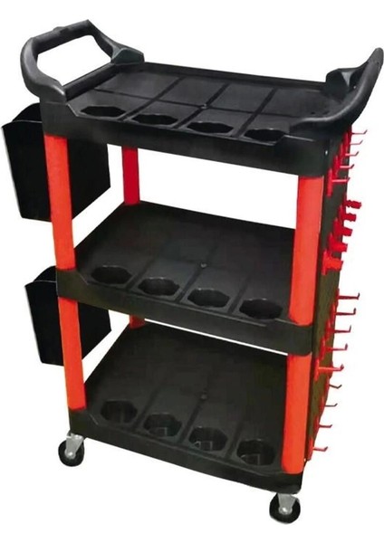 3 Raflı Alet Taşıma Arabası Aksesuarlı Yüksek Kalite Pp Plastik NTTC02 95X43X83 Cm.