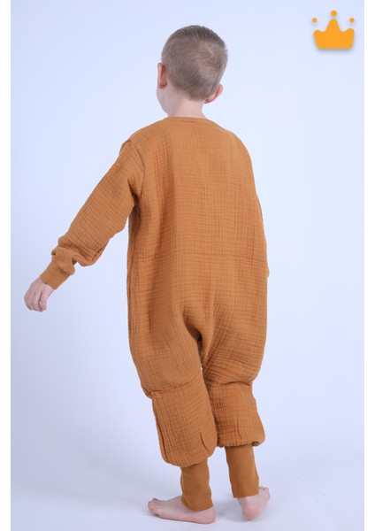 2-8 Yaş 1 Tog 4 Katlı Müslin Çocuk Uyku Tulumu Unisex Uzun Kollu Uyku Tulumu