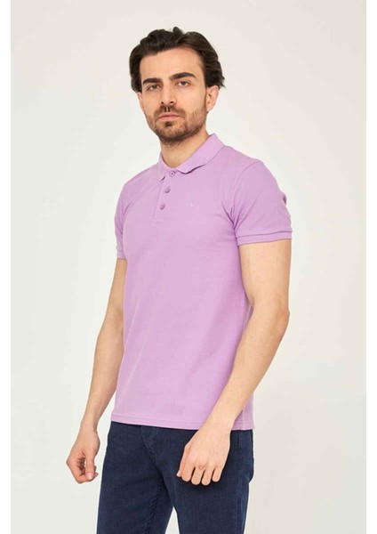 4613 Erkek Polo Yaka T-Shirt Lila modelleri