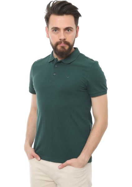 4613 Polo Yaka Erkek T-Shirt Hunter Yeşil