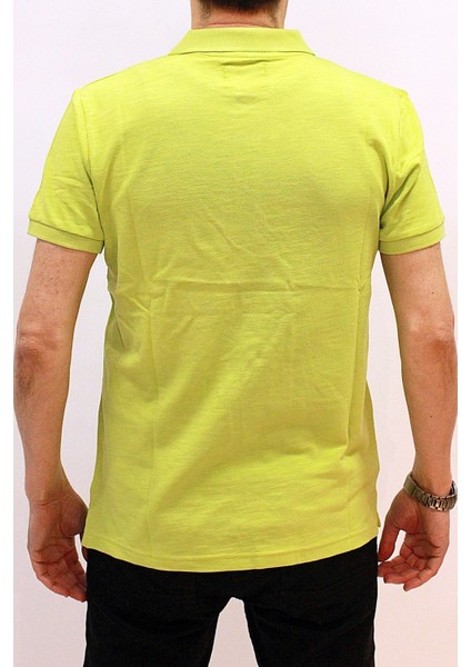 Caz 4202 Polo Yaka Ince Pike Erkek T-Shirt Elma Yeşil