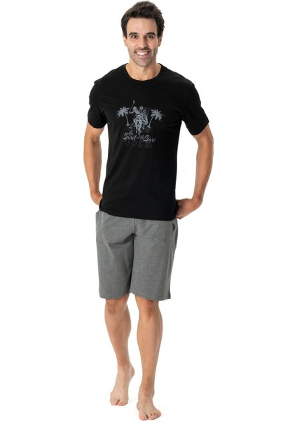18775 Erkek Yuvarlak Yaka Kısa Kollu Şortlu Pijama Takımı