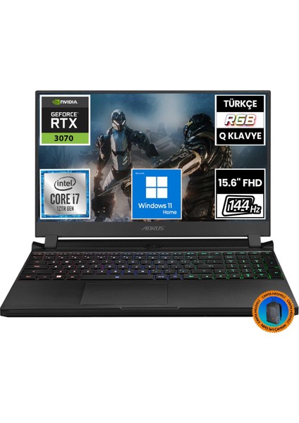 Aorus 5 SE4-73TR213SH01 I7-12700H 16GB 1tbssd RTX3070 15.6" Fullhd W11H Taşınabilir BILGISAYAR-CNT002