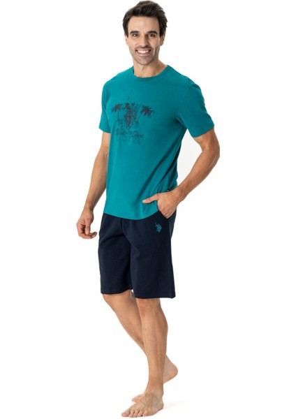 18775 Erkek Yuvarlak Yaka Kısa Kollu Şortlu Pijama Takımı