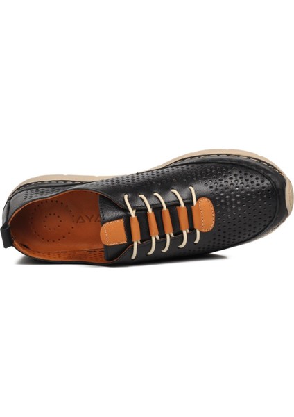 24058 Siyah Hakiki Deri Kadın Günlük Ayakkabı fırsatları