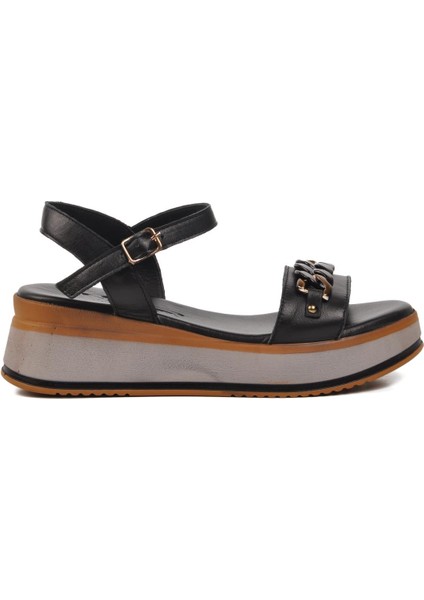 9716 Siyah Deri Kadın Sandalet fiyatları