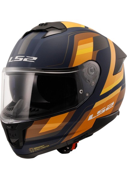 Stream 2 Vıntage Mat Navy Mavi-Turuncu-Kahverengi Kask