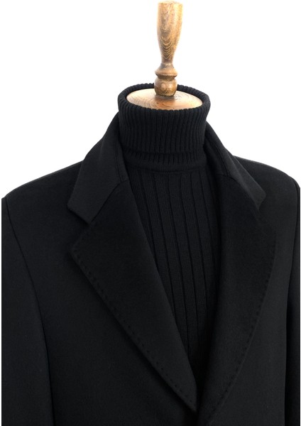 1080 Model Erkek Spesiyal Siyah Ceket Yaka Uzun Palto fiyatları