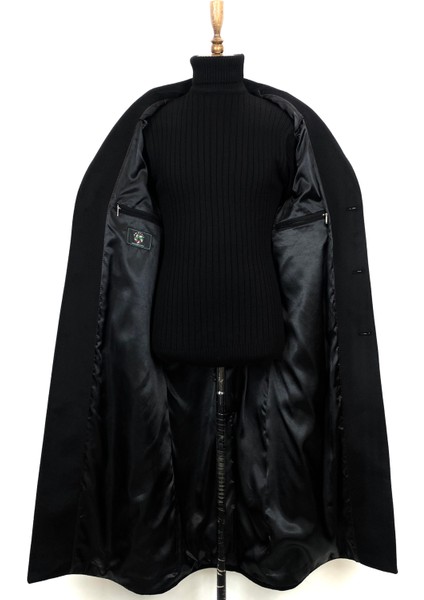 1080 Model Erkek Spesiyal Siyah Ceket Yaka Uzun Palto fırsatları