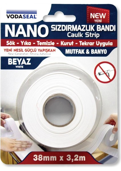 Vodaseal Nano Sızdırmazlık Bantı Bandı 38 mm x 3,2 mt Beyaz