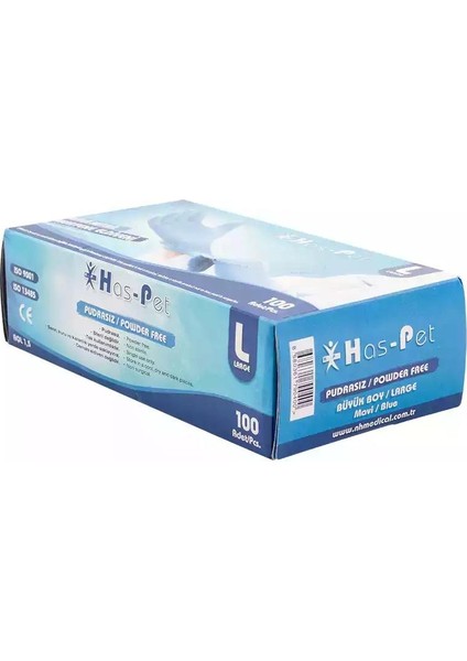 Pudrasız Mavi Nitril Eldiven Large Haspet 100LÜ fiyatları