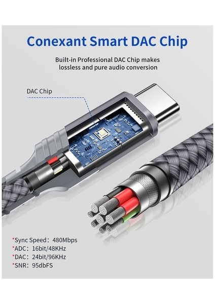 Usb-C Type-C To 3,5 mm Kulaklık Jack Hifi Adaptörü USB C - Aux Ses Dönüştürücü Kulaklık Aparatı Kablosu Samsung Galaxy S23 S23+ S23 Ultra S22 S21 S20 Plus/ultra, iPad Pro, MacBook Uyumlu CM0011