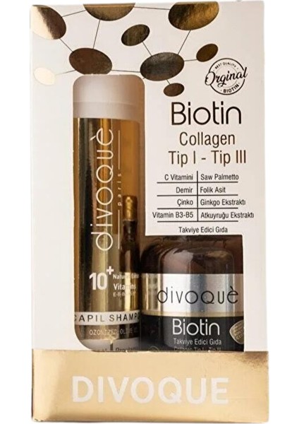 Kollajen Biotin 60 Tablet +Divoque Kepek Şampuan 200 ml