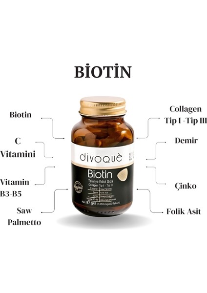 Kollajen Biotin 60 Tablet +Divoque Kepek Şampuan 200 ml fırsatları