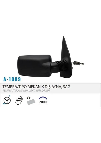 Dış Dikiz Aynası Mekanik Sağ Tempra 159 9098 Tempra Sw 159 9097 Tipo Hb 160 8797 M0011009