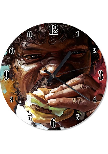 Hamburger Yiyen Adam Dekoratif Duvar Saati