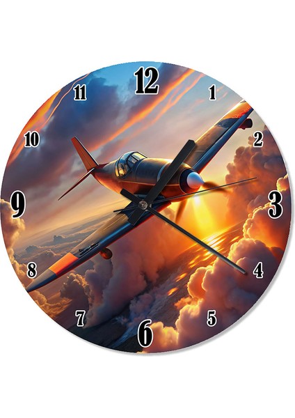Tek Pervaneli Savaş Uçağı Analog Duvar Saati