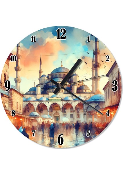 Eski Cami Baskılı Duvar Saati