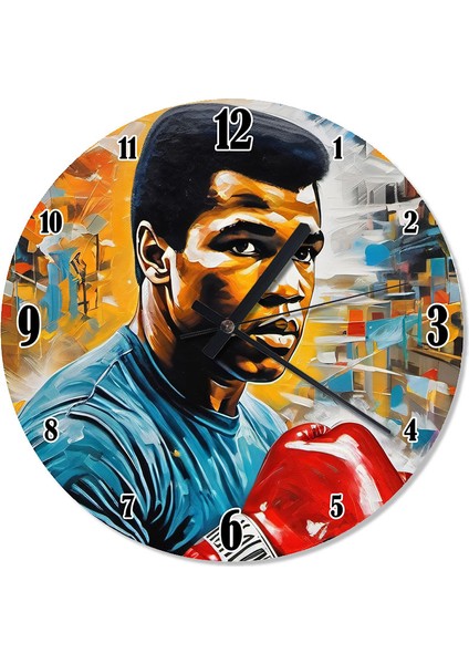 Boksör Muhammed Ali Şekilli Duvar Saati