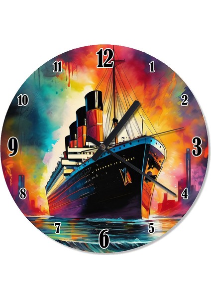 Buharlı Titanic Gemi. Analog Duvar Saati