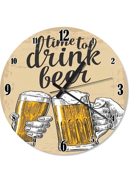 Bira Içme Zamanı Tasarım Duvar Saati