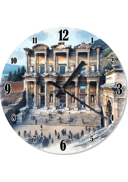 Izmir Efes Antik Kütüphane Şekilli Duvar Saati