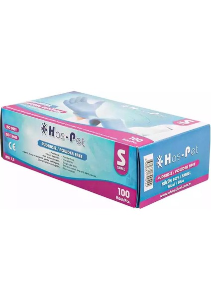 Pudrasız Mavi Nitril Eldiven Small Haspet 100LÜ fiyatları