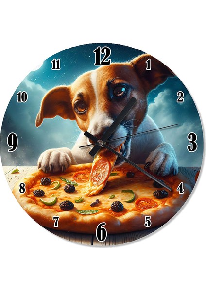 Pizza Hırsızı Köpek Sessiz Duvar Saati