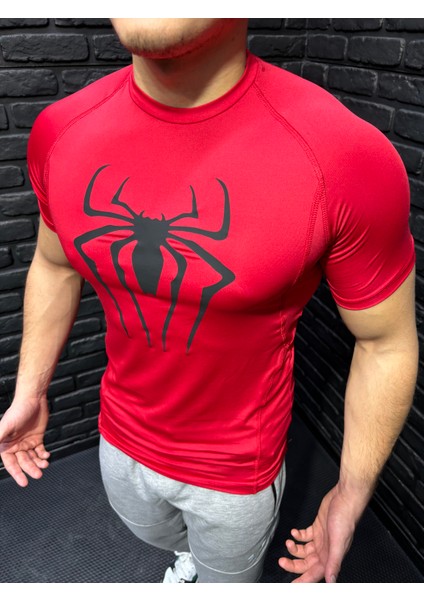 Spiderman Compression T-Shirt Kırmızı Fonksiyonel Sporcu T-Shirt