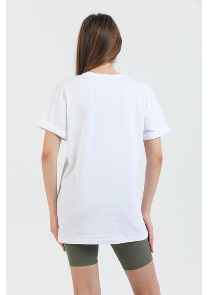Something New Baskılı Pamuklu Bisiklet Yaka Oversize Kadın Tişört. indirimleri