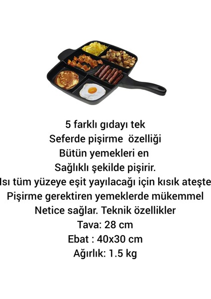 Granit Döküm 5 Gözlü Tava Kamp Outdoor Izgara Yemek Çok Amaçlı Tava