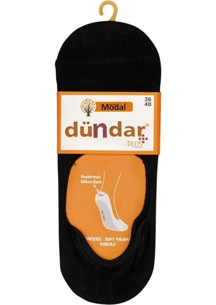 Plus Kadın Modal Dikişsiz Koku Yapmaz Babet Siyah 12'li 6913