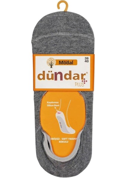 Plus Kadın Modal Dikişsiz Koku Yapmaz Babet Gri 12'li 6913