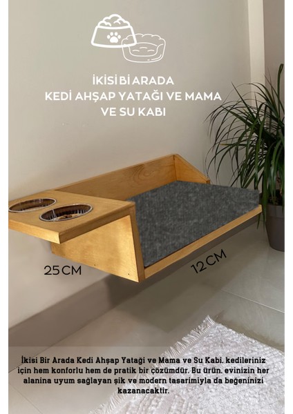 kedi yatağı kedi duvar hamağı ve mama kabı kedi ahşap hamak kedi mama ve su kabı margherita modeli