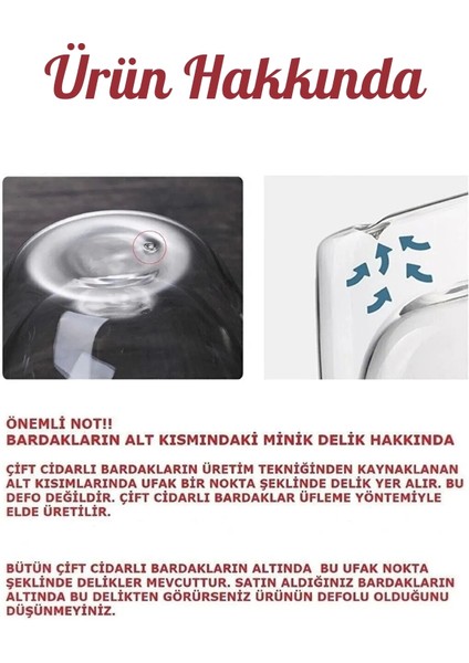 4'lü Çift Cidarlı Bardak 250 ml Ev Ofis Çay Fincanı Kahve Sunum Bardağı Dayanıklı Kupa Cam Bardak