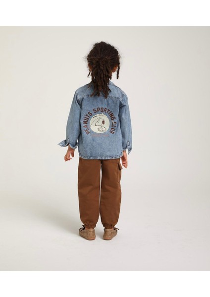 Sırtı Baskılı Denim Gömlek Mavi 24122 modelleri