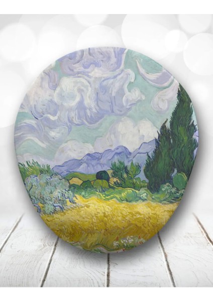 Atölye Çizgi Van Gogh Wheat Field Bilek Destekli Mouse Pad Oval