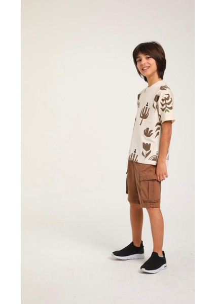 Palmiye Baskılı Desenli T-Shirt ( 4-14 Size ) 1721 modelleri