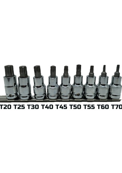 Torx Lokma Seti 1/2 9 Parça Profesyoenel Torx Lokma Seti 1/2