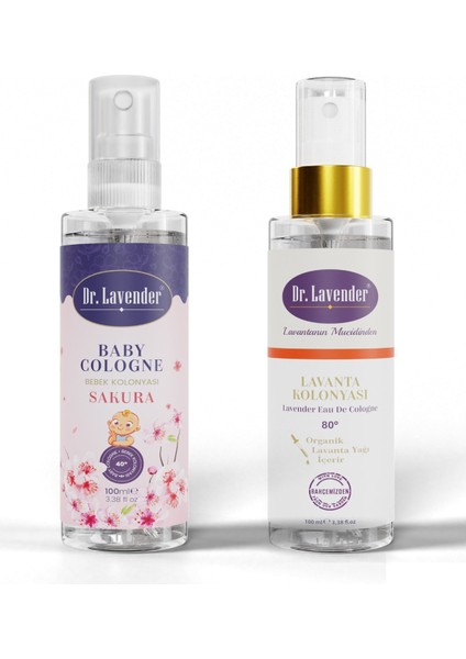 Dr. Lavender Doğal Bebek Kolonyası + Lavanta Yağlı Kolonya 100 ml