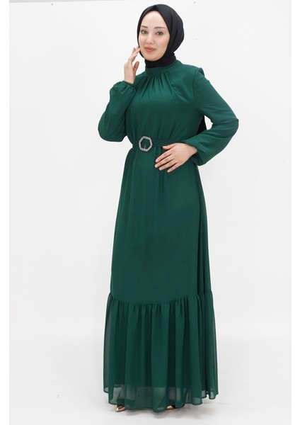 2419 Şifon Kumaş Balon Kol Tesettür Abiye fiyatları