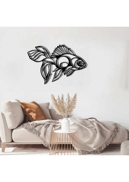 3Design Art Balık Figürlü Dekoratif Metal Tablo Duvar Aksesuarı Oturma Odası Duvar Aksesuarı Metal Aksesuar