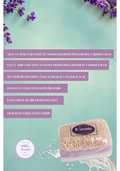 Dr. Lavender Kabak Lifli Eşek Sütlü ve Lavantalı Doğal Sabun 130 Gr. Peeling Etkili