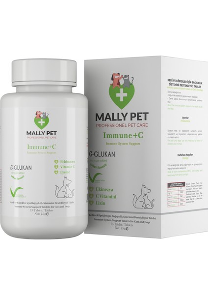 Kedi ve Köpekler Için Kemik ve Kas Güçlendirici Immune+C 75 Tablet