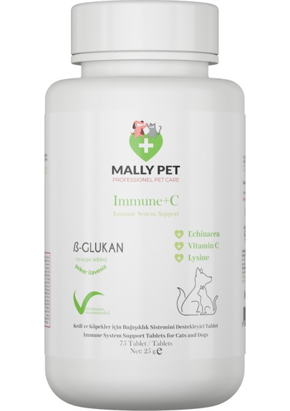 Kedi ve Köpekler Için Kemik ve Kas Güçlendirici Immune+C 75 Tablet