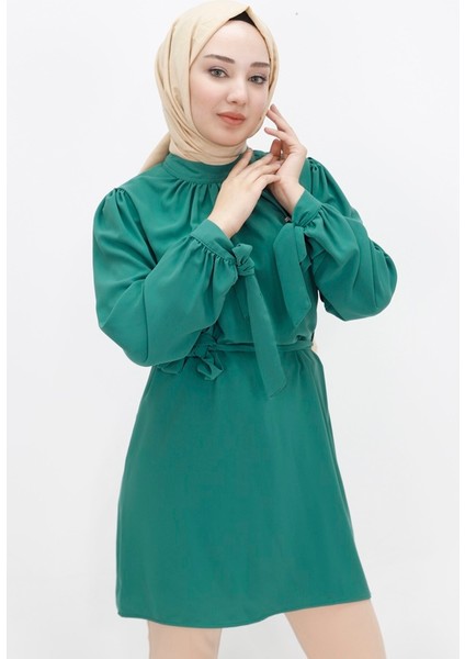 24003 Kristal Kumaş Broşlu Tesettür Tunik modelleri