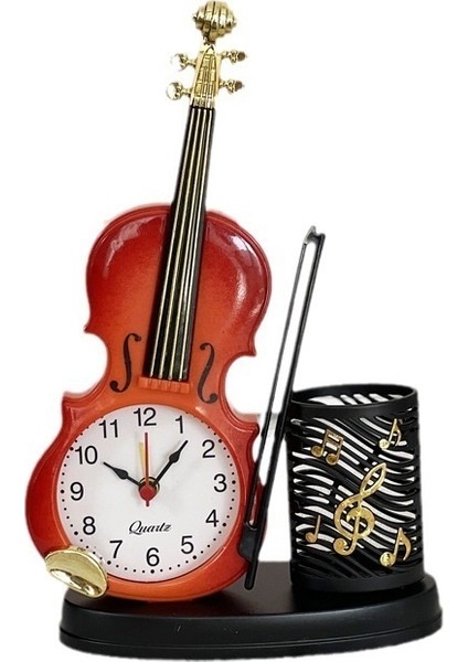 Kalem Tutuculu Keman Çalar Saat, Müzik Aleti Şekli, Masaüstü Saat Süsü (Yurt Dışından)