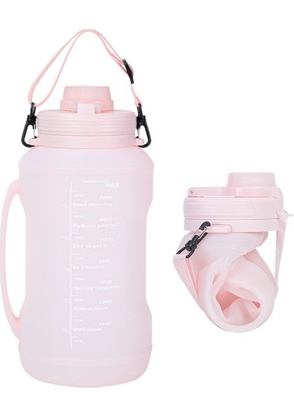 2000 ml Büyük Kapasiteli Spor Su Şişesi Katlanabilir Gıda Sınıfı Silikon Bardak Açık Seyahat Yürüyüş Su Şişesi (Yurt Dışından)