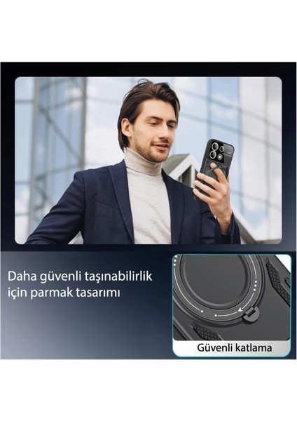 Samsung Galaxy A05 Kılıf Magsafe Özellikli Metal Halkalı Kenarı Silikon Telefon Kılıfı